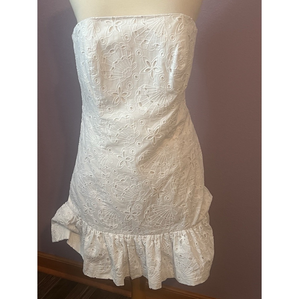 Lilly Pulitzer Adorie White Strapless Eyelet Dress Resort Beach Cruise New 8 - Picture 2 of 8